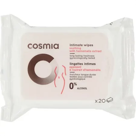 COSMIA - Lingettes intimes à l'extrait d'hamamélis x20